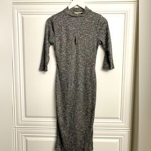 Nicki Minaj Medium Mock Neck Midi Length Knit Dress 3/4 Sleeves Opening Bust